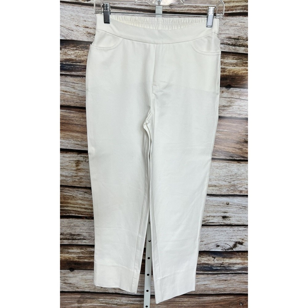 Isaac Mizrahi Live Size 2 Winter White Cropped Pants Ankle Split